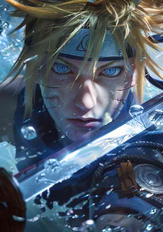 Character Sasuke U with sword anime style | Metal Poster