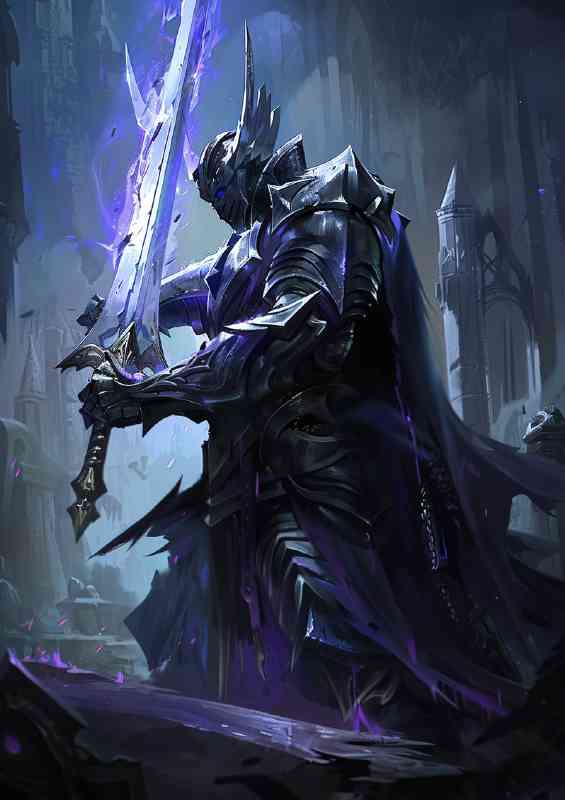 Dark knight holding his sword | Metal Poster