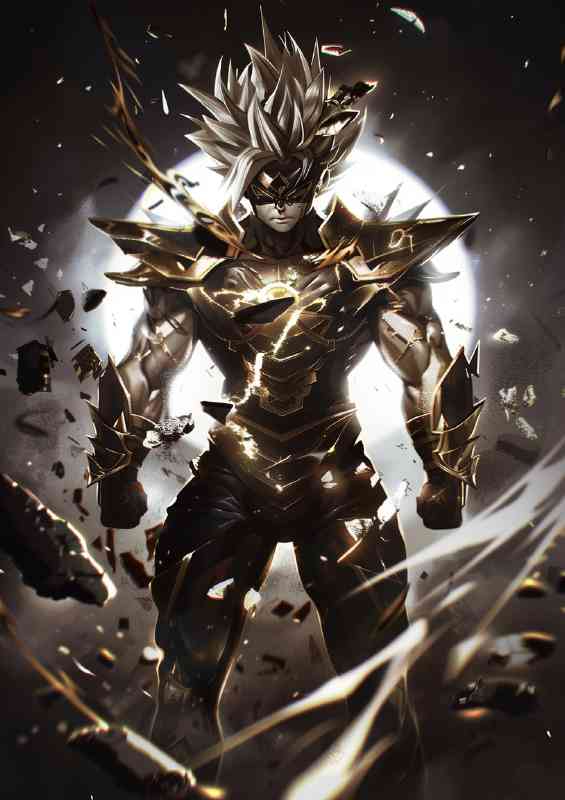 Goku wearing black and gold armor with silver accents | Di-Bond