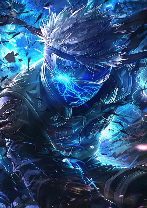 Kakashi Hatake wearing his iconic black band | Metal Poster