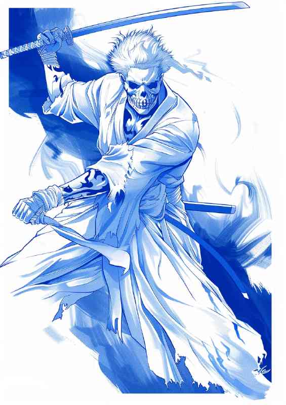 Kugust anime style white blue | Canvas