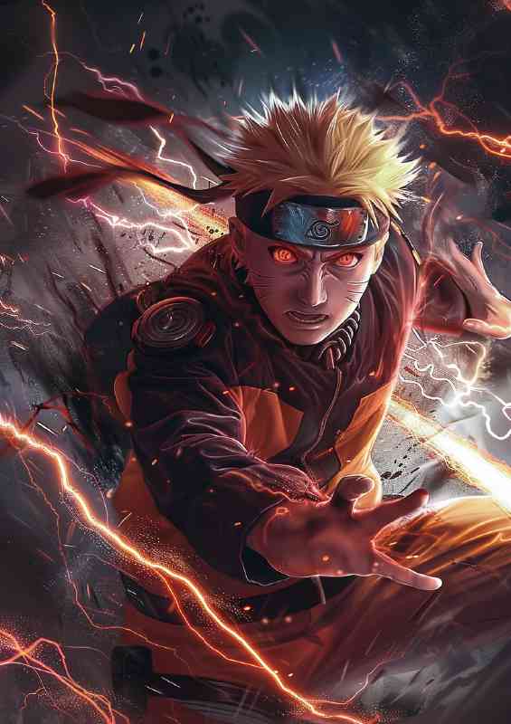Naruto in his village ninja anime style | Canvas