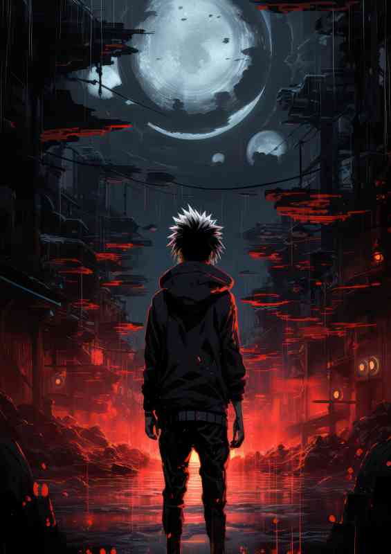 Naruto in the city centre | Metal Poster