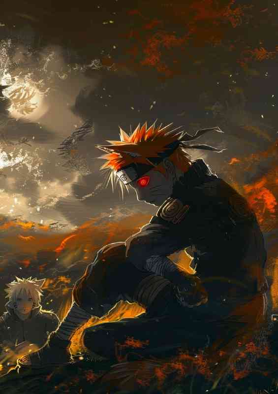 Naruto with his fox mask sitting on the ground | Canvas