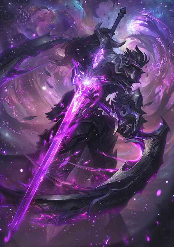 Powerful sword surrounded by dark purple energy | Poster