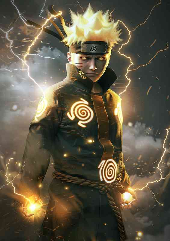 Realistic illustration of Naruto Uzumaki in his Akats | Di-Bond