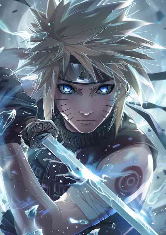 Sasuke Uchiha from Naruto holding his weapon | Metal Poster