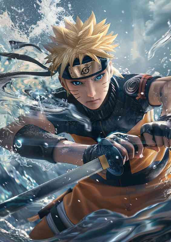 Sasuke Uchiha in battle holding sword | Di-Bond