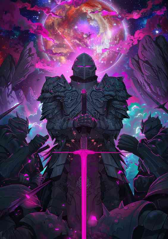 Sword and sorcery style a Black knight | Canvas