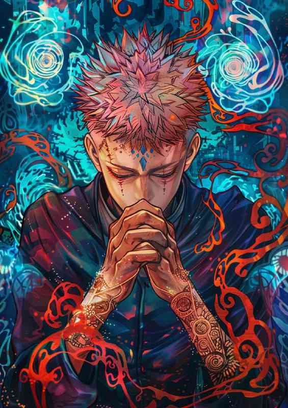 Yuji Itadori anime hands closed | Di-Bond