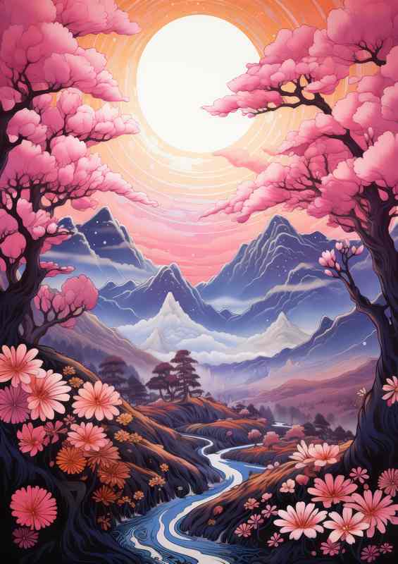 Japans Best Cherry Blossom with a full moon view | Poster