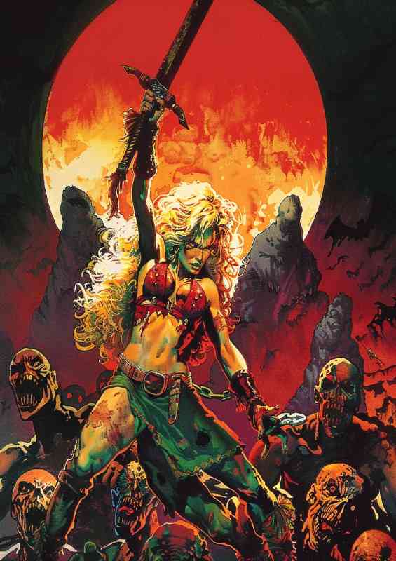 80s blond girl fighting zombies | Poster