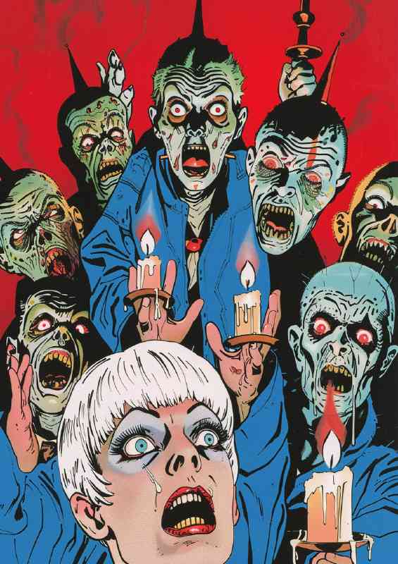 80s horror movie poster creepy eyes behind people | Poster