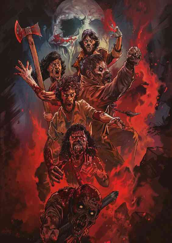 80s horror movie poster zombies and axes | Poster