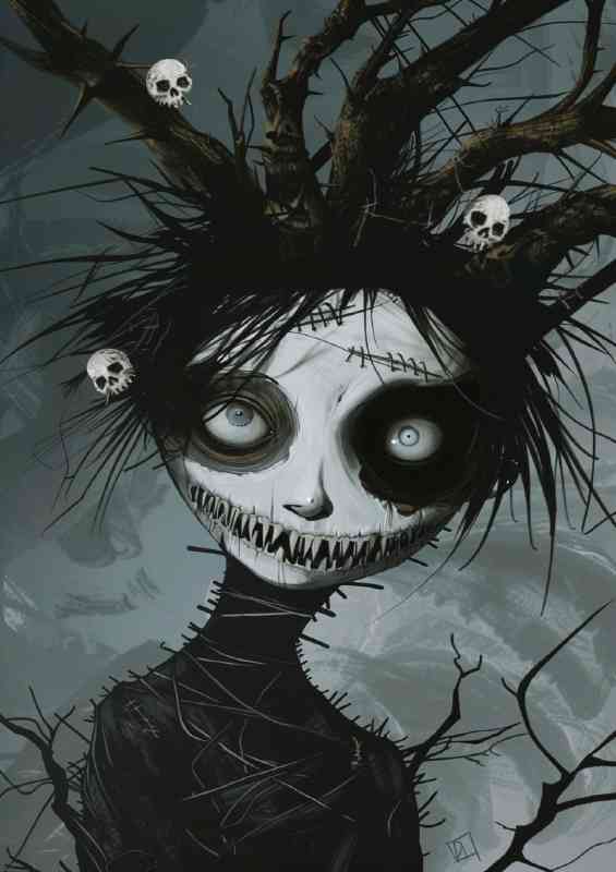 An eerie character eyes and skulls | Canvas