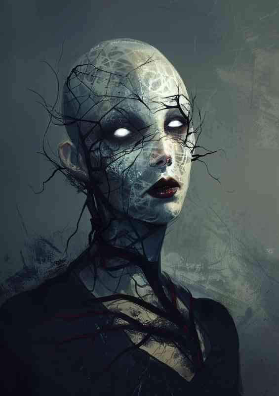 Eerie pale ghost woman with glowing eyes | Di-Bond