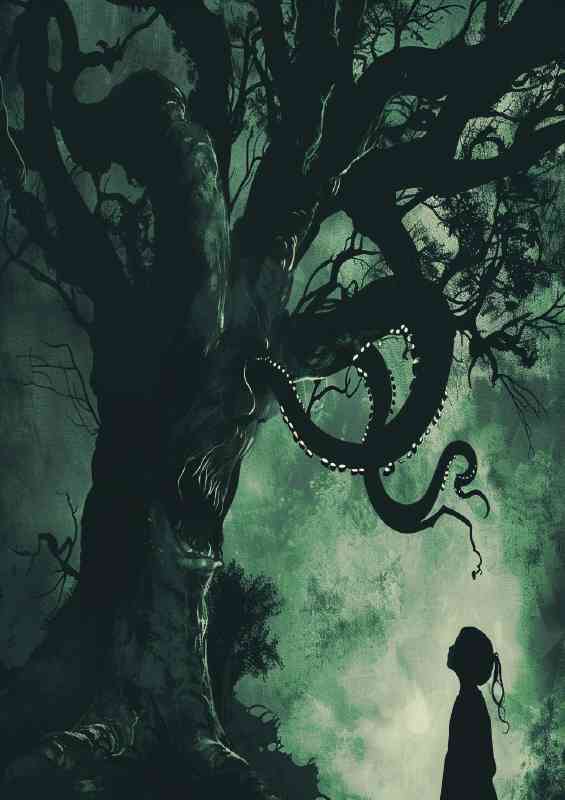 Girl looking at the tentical tree | Poster
