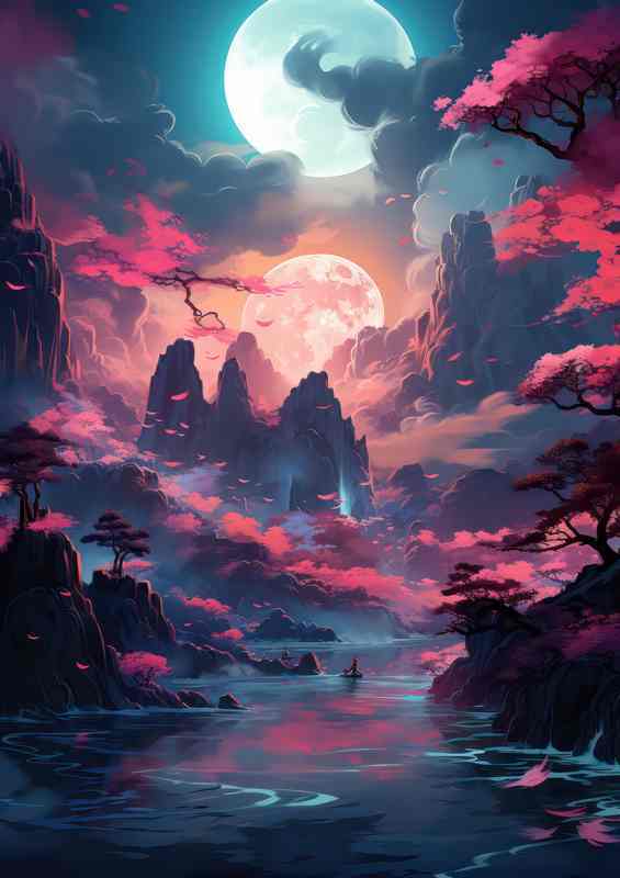 Japans Cherry Blossom Trails Mountains and Rivers | Poster