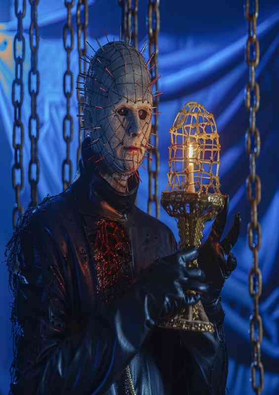 Hellraisers pinhead holding an open golden candle | Canvas