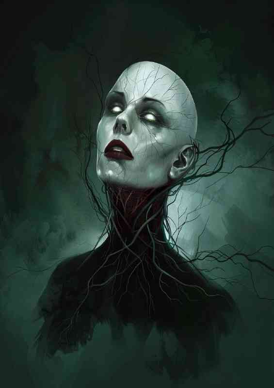 Horror eerie woman white eyes | Metal Poster