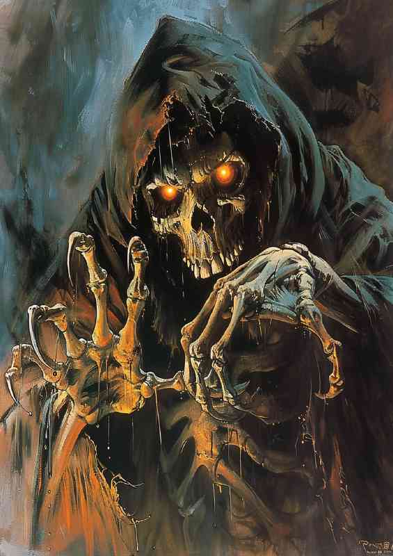 Horror grim reaper with bright glowing eyes | Di-Bond