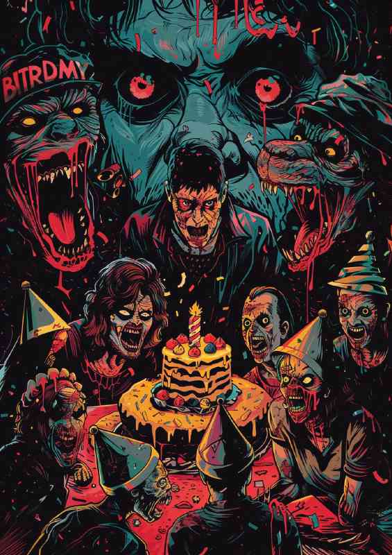 Horror movie poster with scary eyes in the background | Canvas