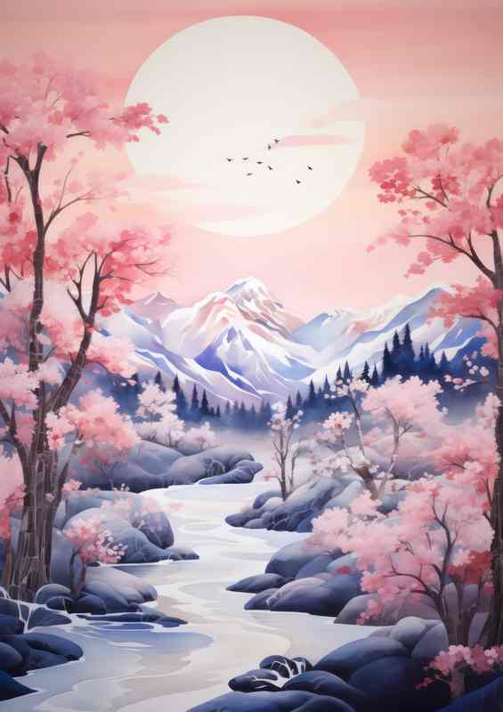 Japans Iconic Views Cherry Trees Peaks and Waters | Poster