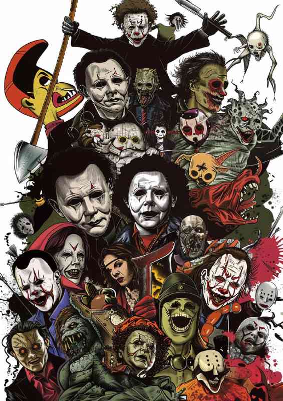 Iconic horror movie characters lots of goonies | Canvas