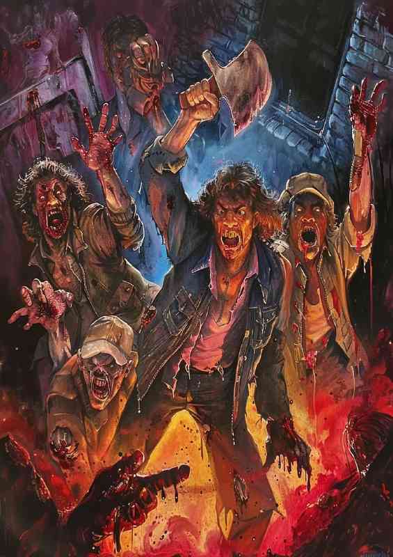 Movie poster horror fire and axes | Canvas