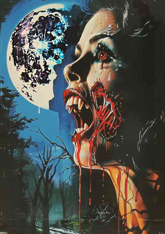 Retro scary movie poster from the 1980s lady vampire | Di-Bond