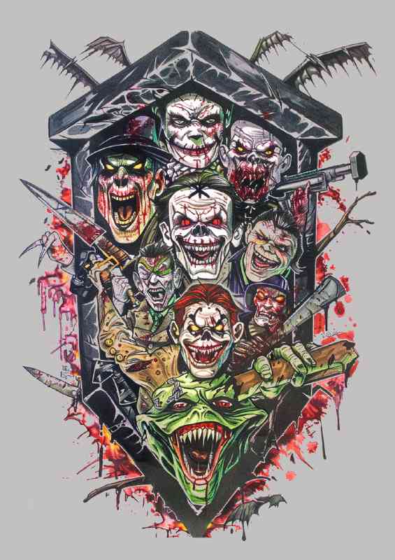 Various horror movie characters movie poster | Di-Bond
