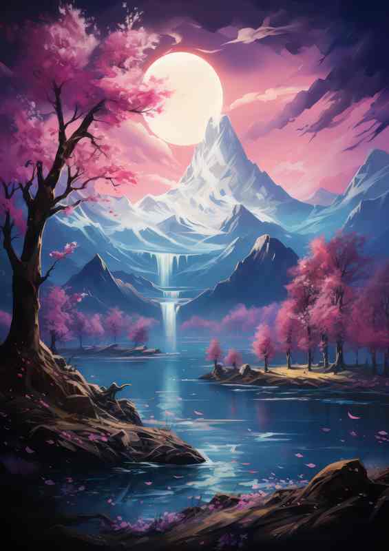 Lakeside Sakura Blooming Beauty in Japan | Poster