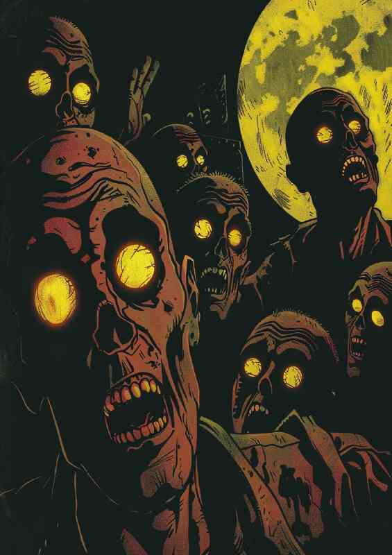 comic style zombies yellow eyes | Canvas