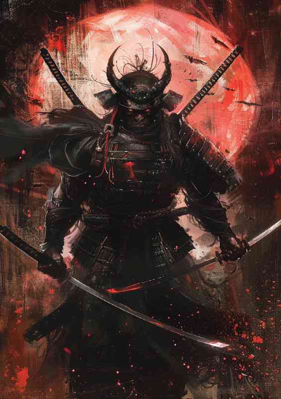 Demon Samurai holding two katanas with its hands art | Poster