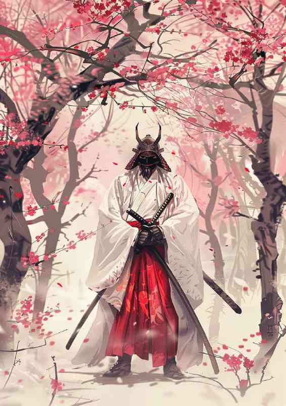 Japanese anime style drawing of an ancient Samurai | Di-Bond