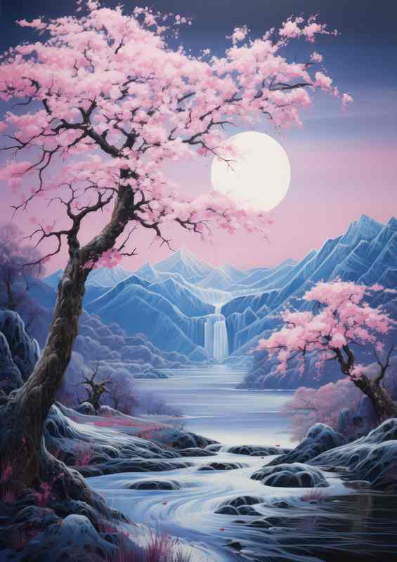 Mesmerizing Cherry Blossoms by Japanese Mountain Streams | Di-Bond