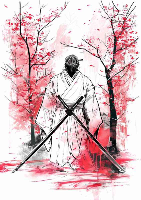 Japanese style drawing of an ancient samurai | Poster