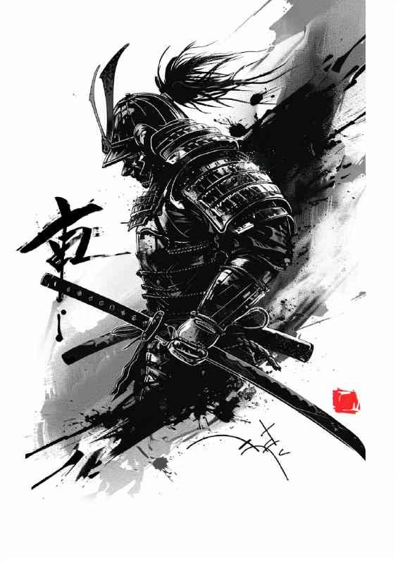 Samurai warrior with sword and armor poster art | Canvas