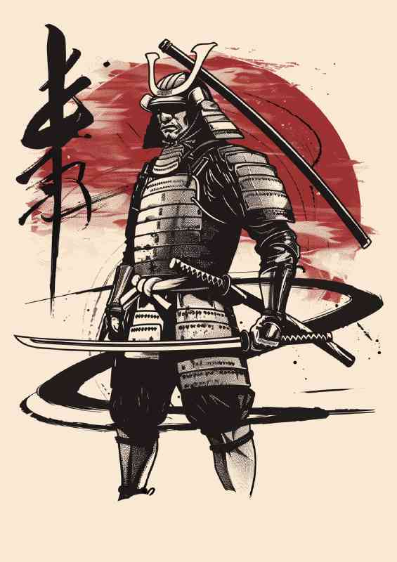 black_and_white_samurai_poster_design_with_brush_st_75dc2414-d72b-415e-999e-84e9bc764497 | Canvas