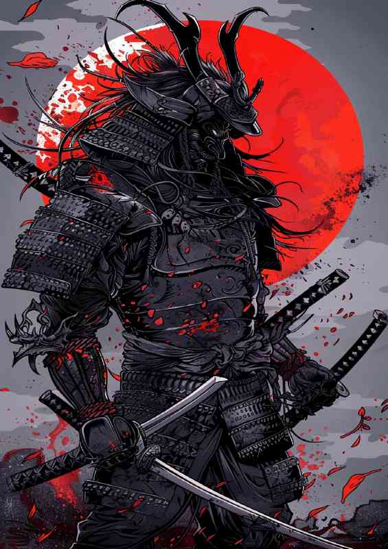 black_demon_samurai_dark_fantasy_style_with_two_kat_5eab28e0-6dd6-4ed4-982e-b6ff825c94db | Di-Bond