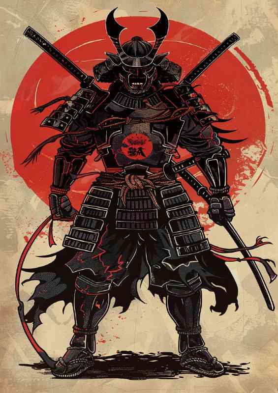 black_demon_samurai_dark_fantasy_style_with_two_kat_7f3c3d94-bda6-4da3-9bb9-fa36e5470737 | Canvas