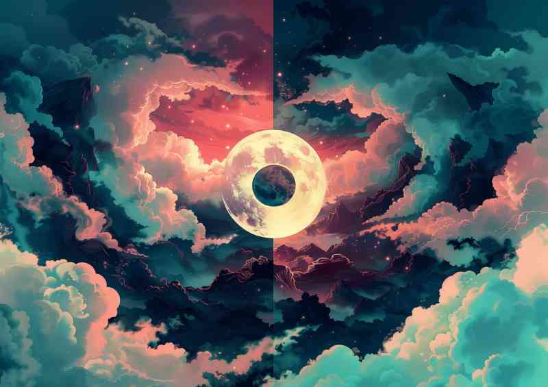 Yin yang symbol clouds combined | Metal Poster