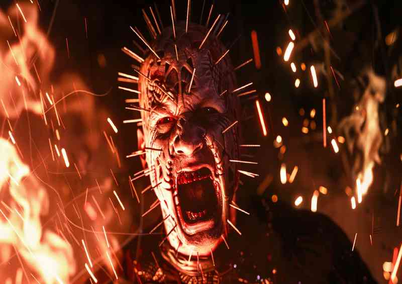 Cinematic movie poster of Hellraisers pinhead screaming | Canvas