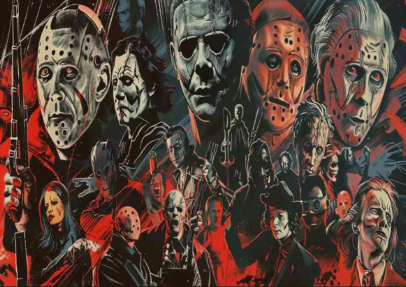 Collage of the most famous horror movie characters villans | Di-Bond