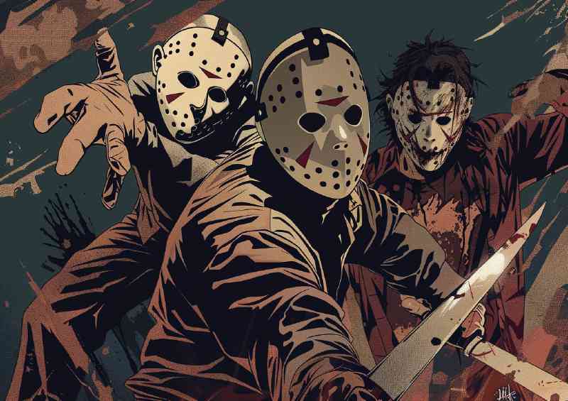 Comic illustration of the famous horror movie | Poster