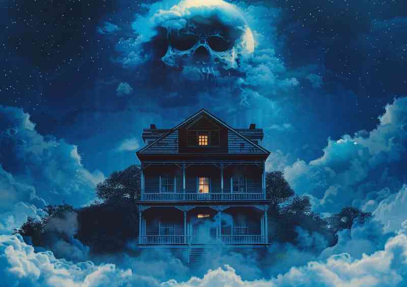 House surrounded by fog with the face of an evil | Canvas