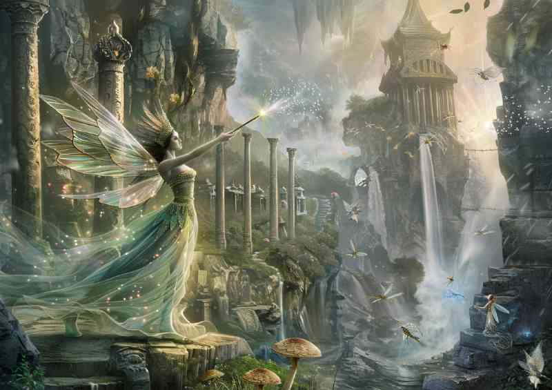 Beautiful elven fairy queen wearing an iridescent | Metal Poster