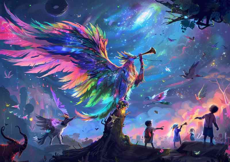 Beautiful fantasy creature with colorful skys | Metal Poster
