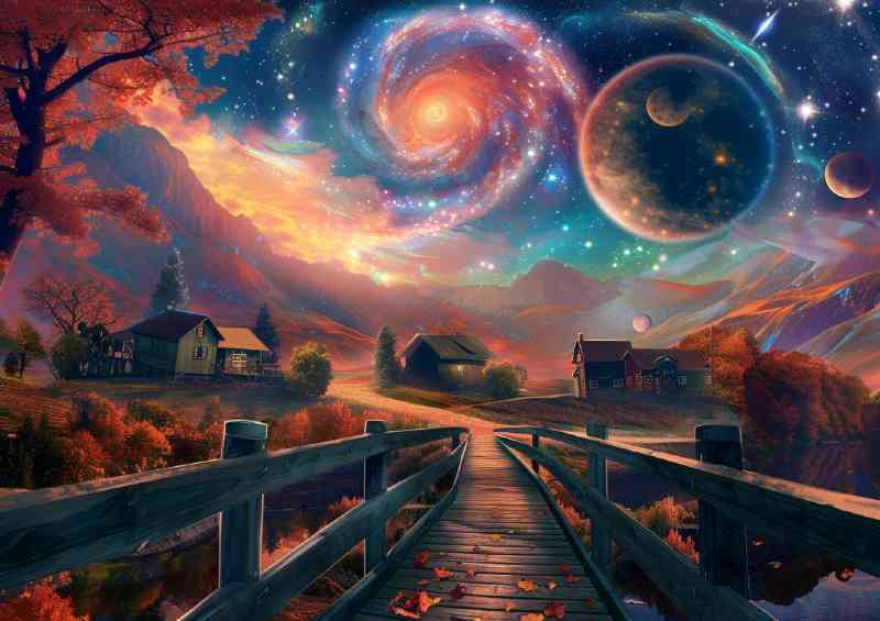 Bridge leading to an otherworldly planets | Canvas