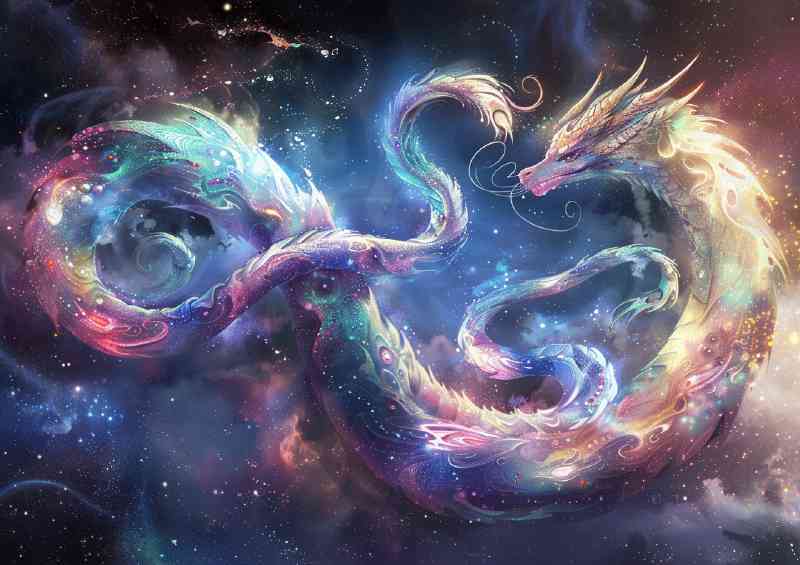 Fantasy dragon made of swirling nebulae fantasy art | Di-Bond